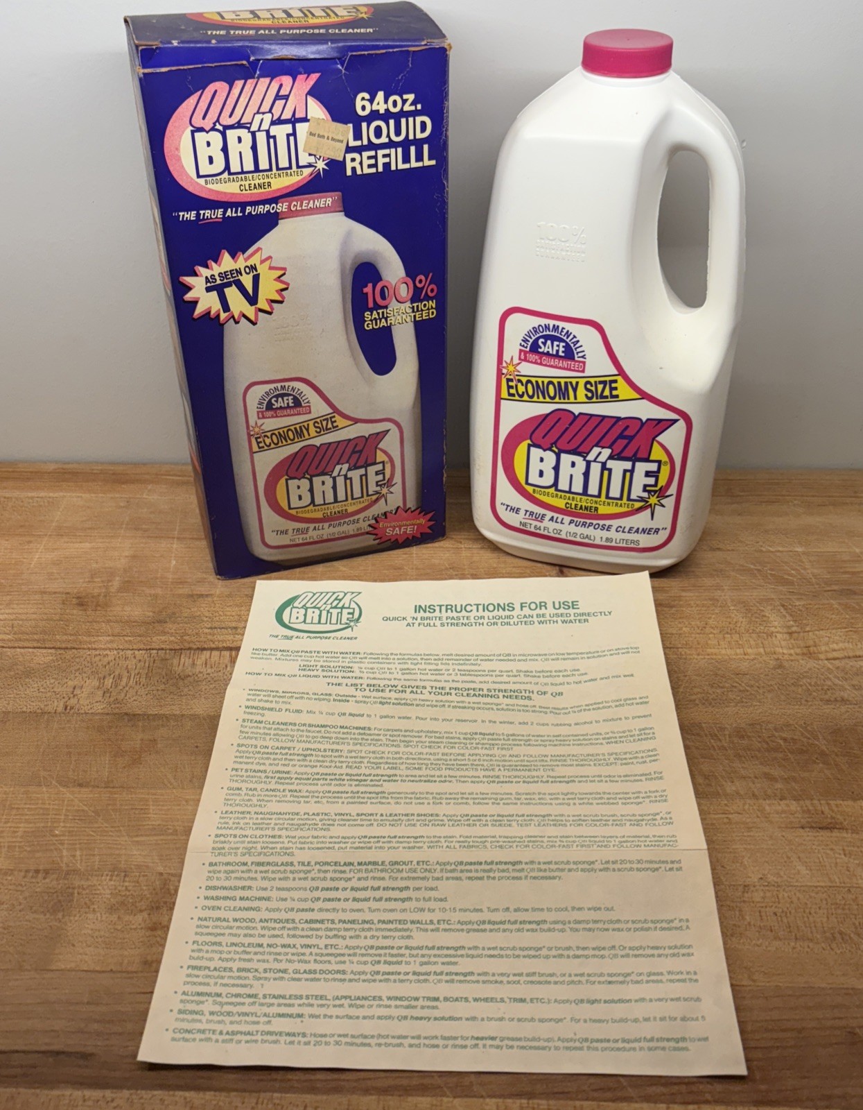 Quick ‘n Brite All-Purpose Liquid Cleaner 64oz Concentrate VTG – 1999