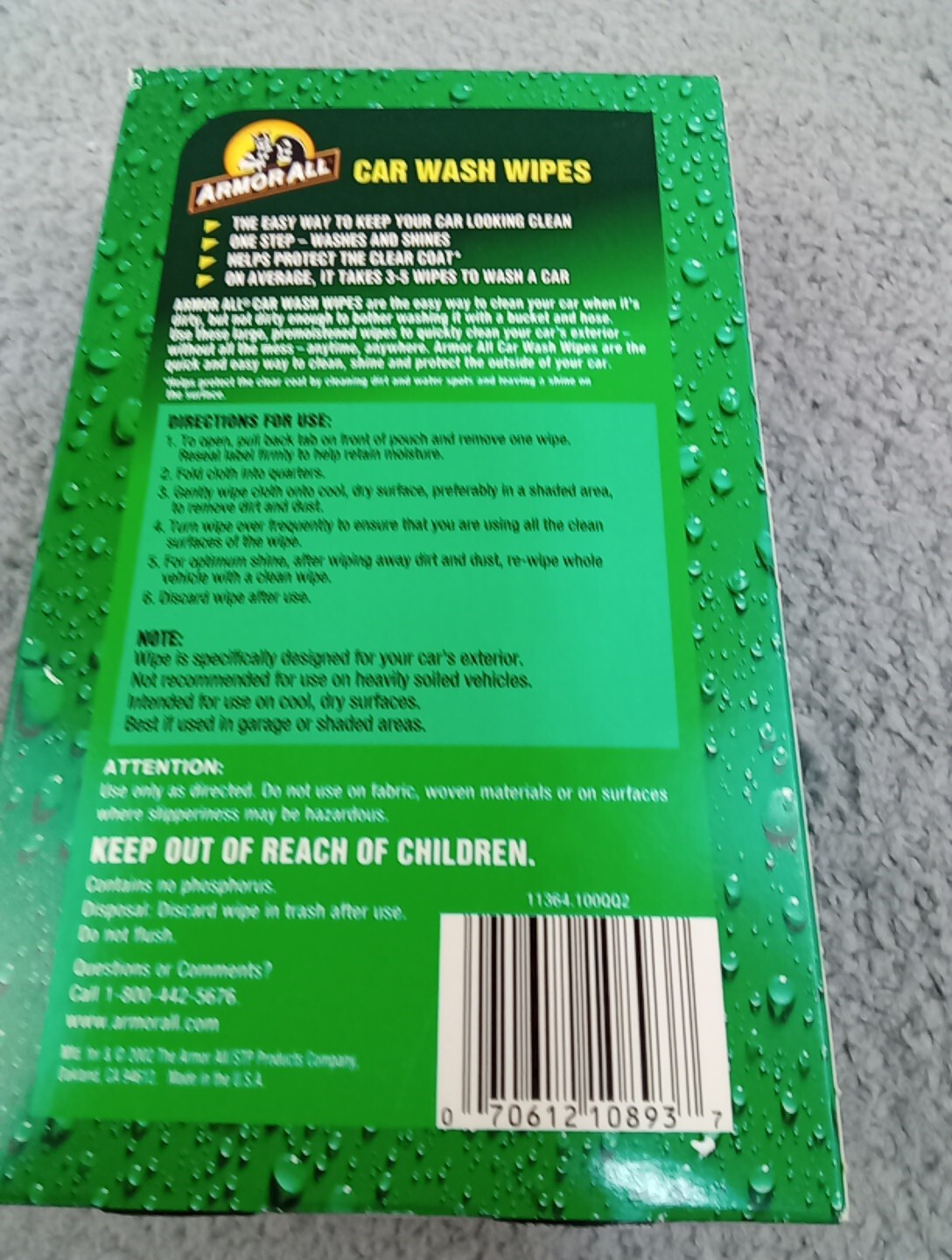 Armor All Car Wash Wipes Armorall 10 L Large wipes Sealed Box Discontinued