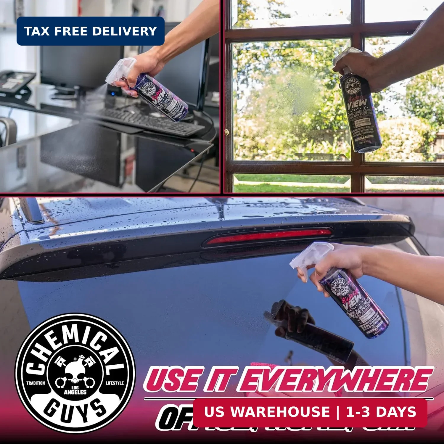 Chemical Guys HydroView Ceramic Glass Cleaner & Coating – Cleans & Adds Hydropho