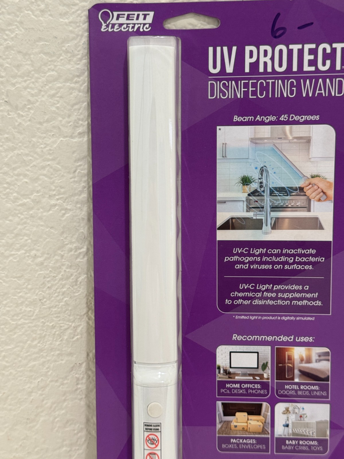 New Feit Electric 6-Watt Portable Disinfecting Sanitizing Wand 6 WATTS USB