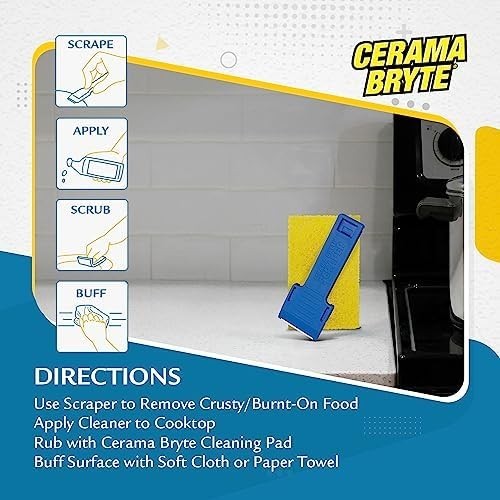 3 X Scraper & 3 X Pad Kit Cooktop And Stove Top Cleaner For Glass Ceramic Surfac