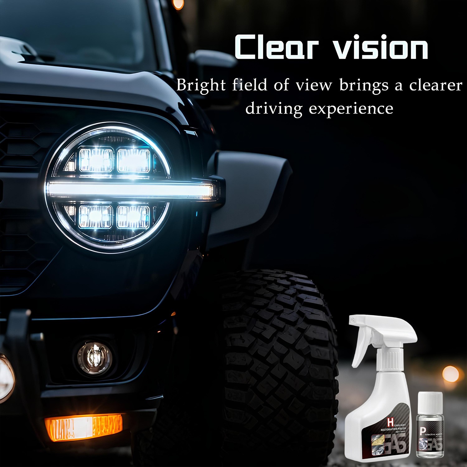 Automotive Headlamp Restoration Fluid Kit 180ml Headlight Polishing Cleaner Kit