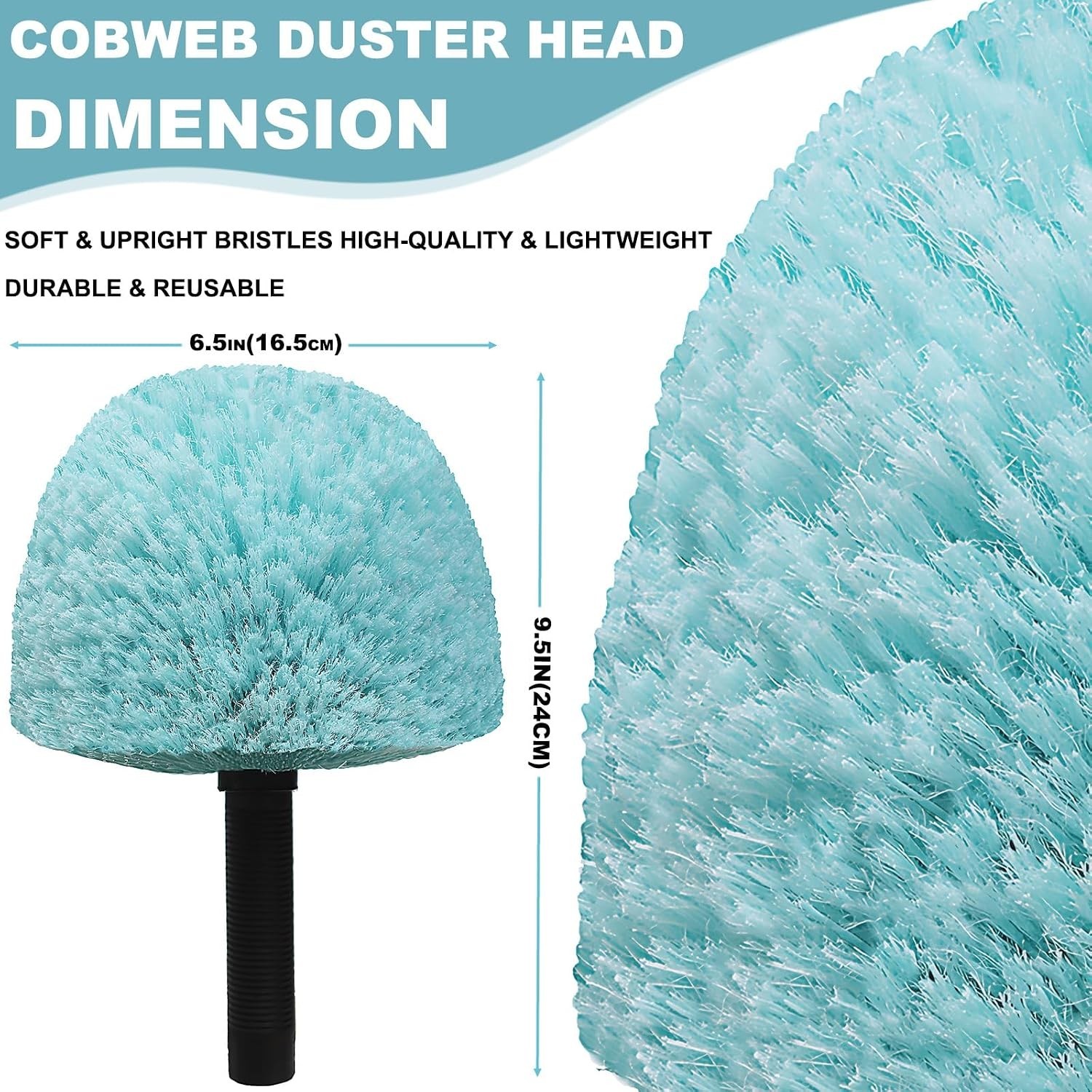 Cyan Twist-On Cobweb Duster Brush – 2 Pack for Indoor & Outdoor Cleaning