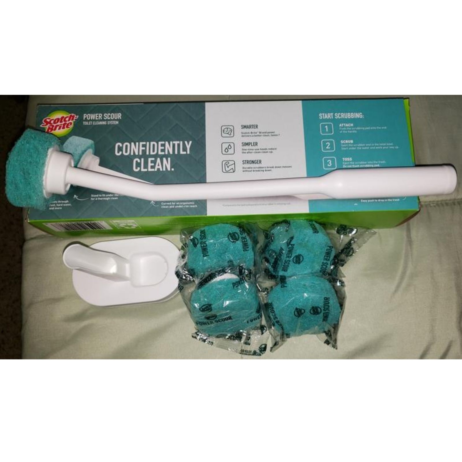 Scotch-Brite Power Scour Toilet Cleaning System with 1 Wand & 5 Pads Stand