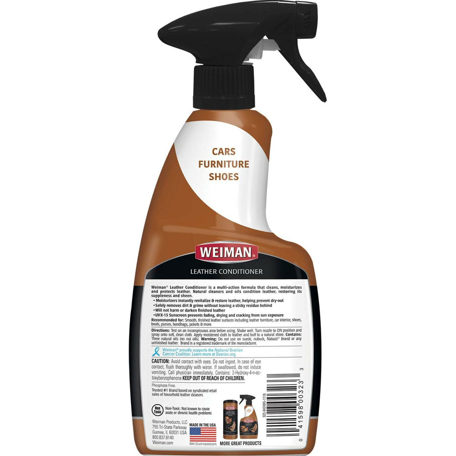 Weiman 3-IN-1 LEATHER CONDITIONER Cleans Cond Protects AUTO HOME FURNITURE SHOES