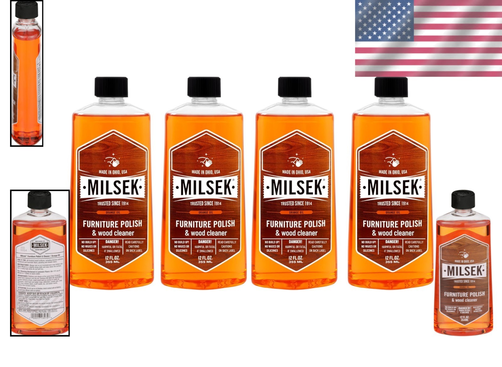 4 Pack Orange Oil Furniture Polish & Cleaner, 12 oz – Multi-Surface Use