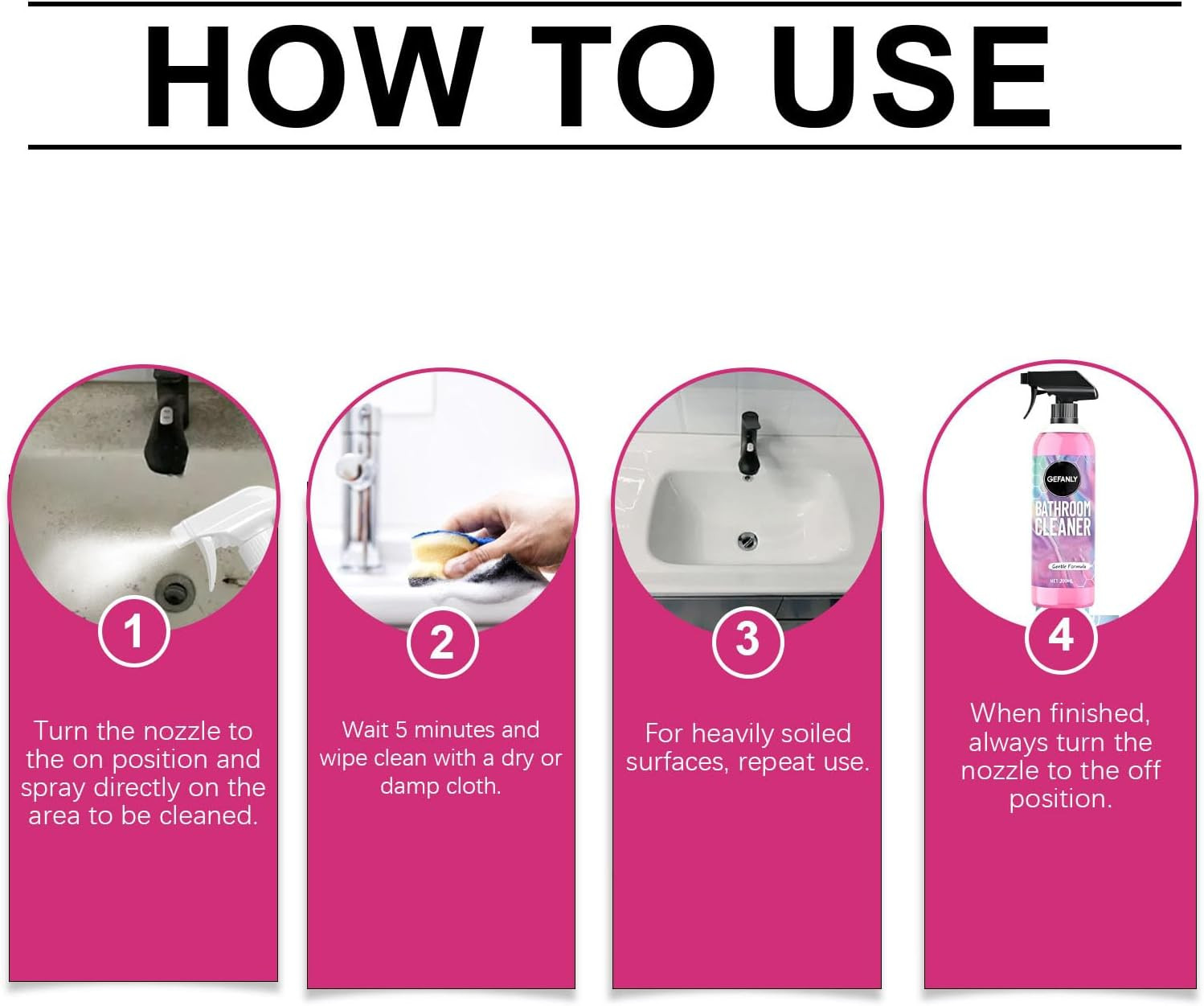 Gefanly Bathroom Cleaner, 10 Fl Oz Powerful Pink Bathroom Cleaner Spray, Bathroo