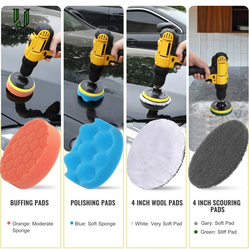 UNTIOR Electric Drill Brush Attachment Set Power Scrubber Brush Car Polisher