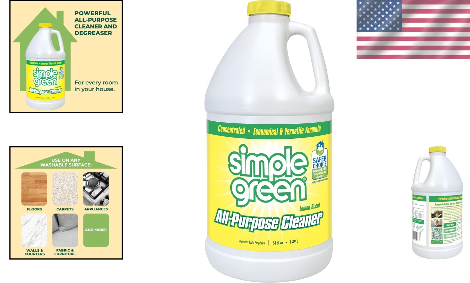 64 Fl Oz Concentrated All-Purpose Cleaner – Powerful Lemon Scent & Biodegradable