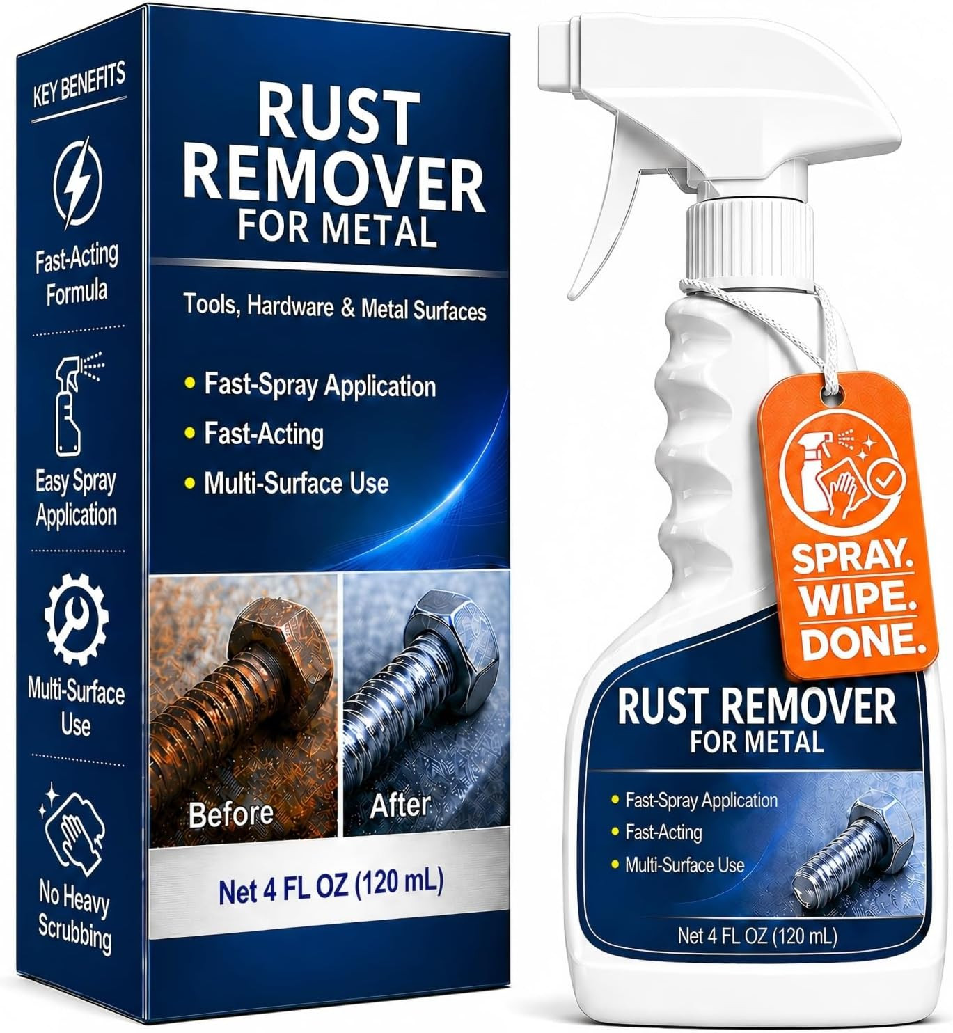 Rust Remover Spray for Metal, Highly Concentrated Metal Rust Remover for Car Par