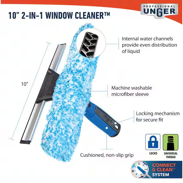 10 inches 2 in 1 Window Cleaner Squeegee Scrubber Glass Cleaning Tool