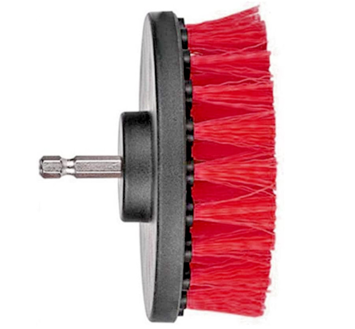 Drill Brush Attachment 2PC Heavy Duty 5″ RED Tile Grout Floor 5X Fast Clean !