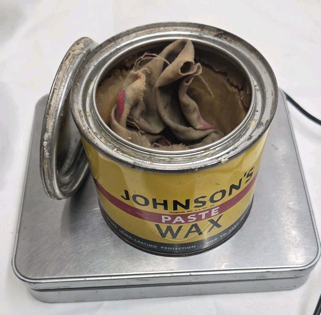 Original Formula 1950s Johnson’s Paste Wax – Partial Can – 14.8 oz Total Weight