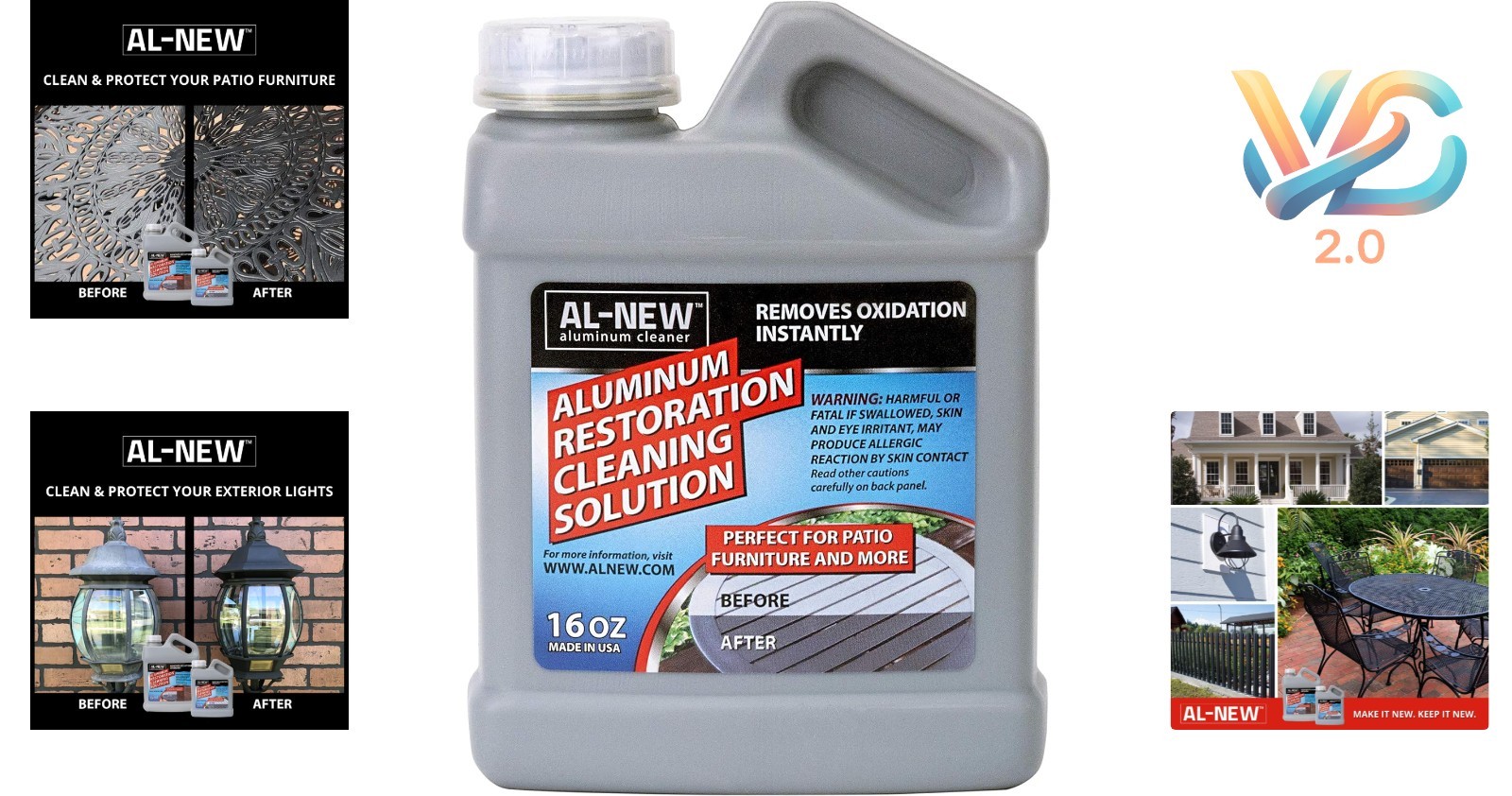 Aluminum Restoration Cleaning Solution 16oz for Patio Furniture & Metal Surfaces