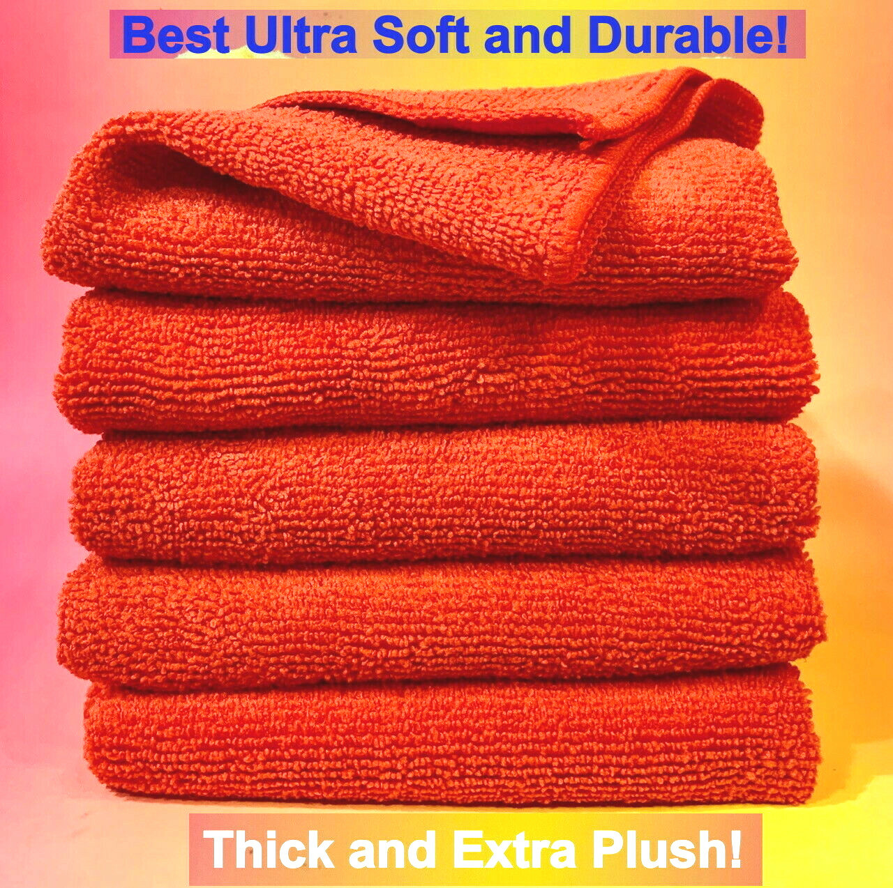 5 RED MICROFIBER CLEANING WASH CLOTH TOWEL RAG 16″x16″ : KITCHEN BATH BAR CAR
