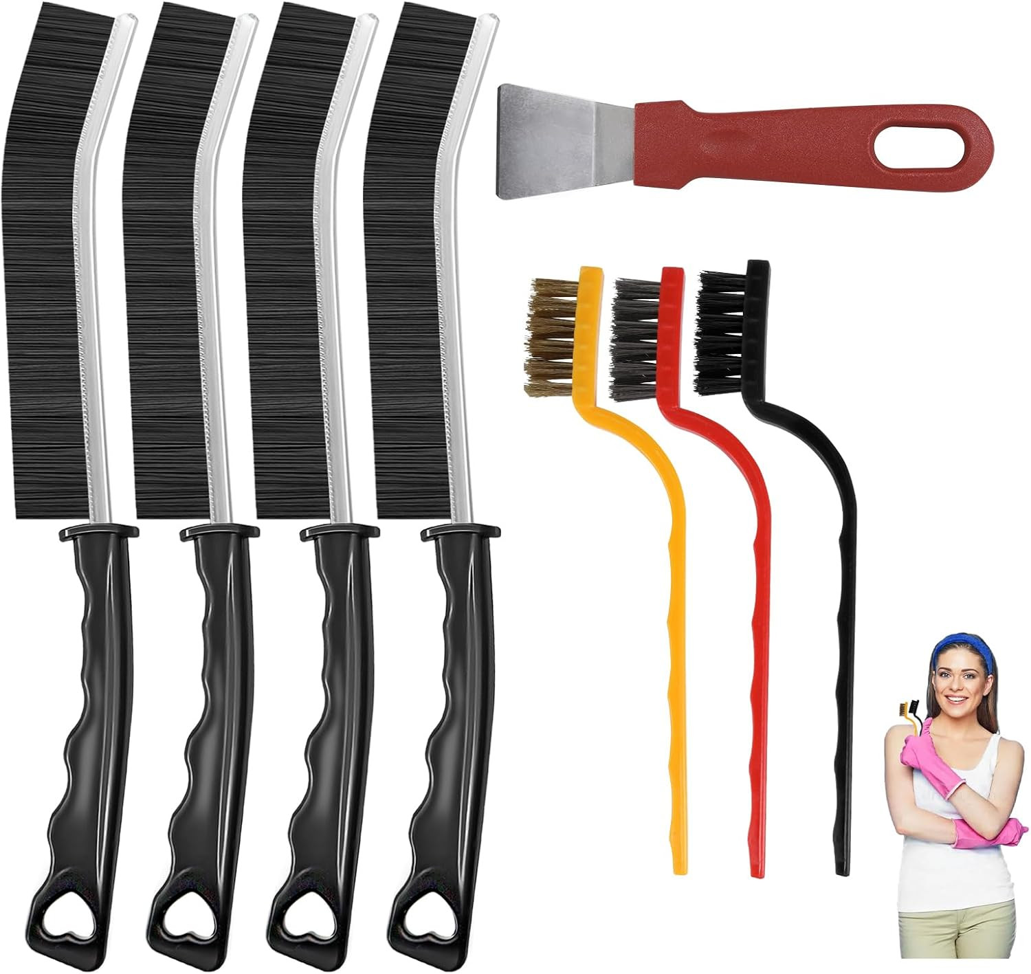 8Pcs Crevice Cleaning Brushes for Household Use, Grout Cleaner Brush, Hard Brist