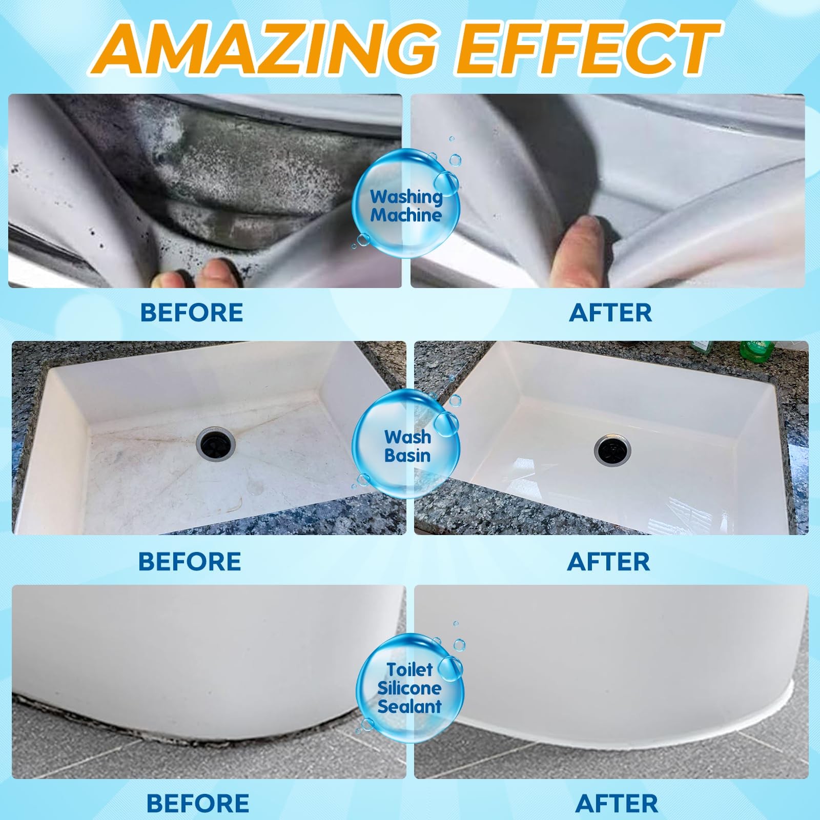 Mold Stain Remover Gel, Washing Machine Cleaner for Front Loader Washer Gaske…