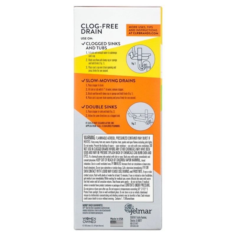 CLR Brand Clog-Free Drain Opener, Chemical-Free Pressurized Air Canister