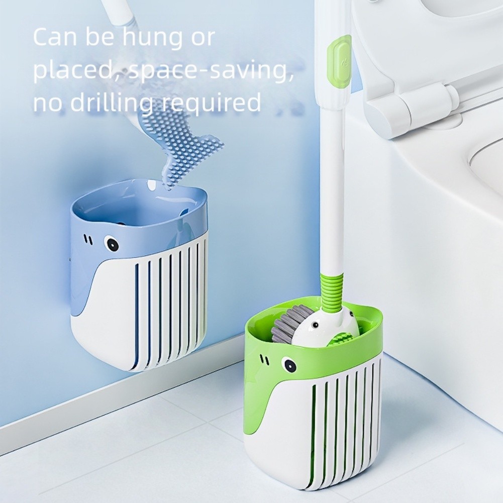 Toilet Brush with No Dead Angle Cleaning Bristles and Reliable Suction Cup Base