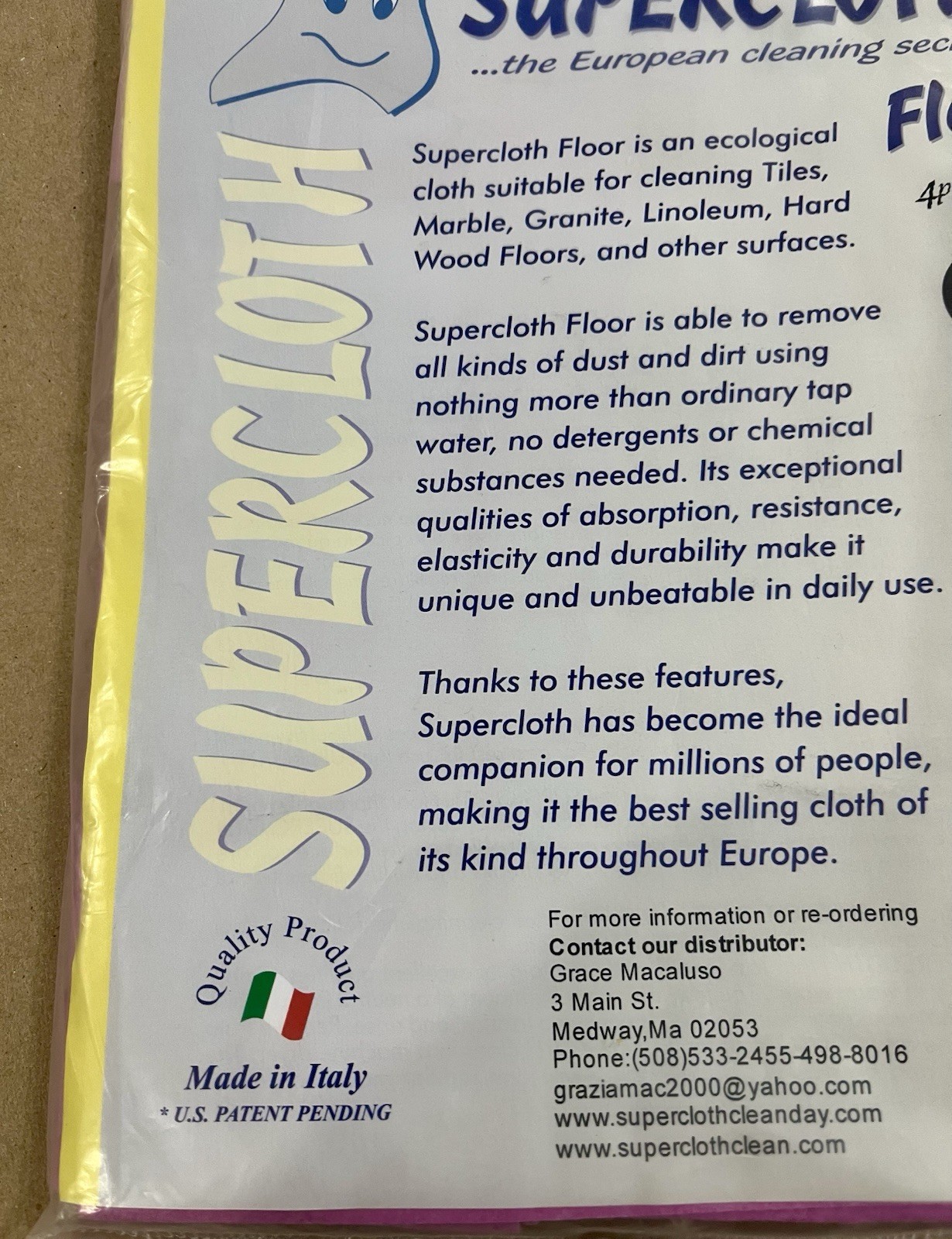 Supecloth Floors Made In Italy Microfiber Cleaning Cloth 4 Pack 8” X 12”