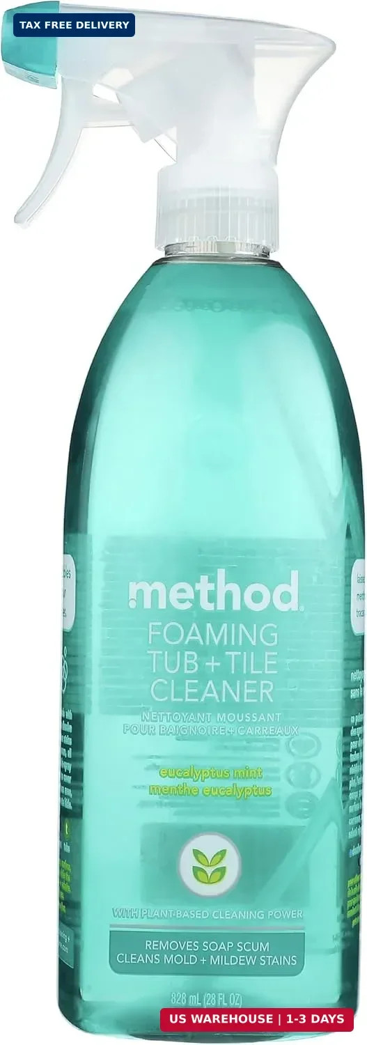 Method Foaming TUB+TILE CLEANER, Eucalyptus Mint, 28 Ounce, 1 pack, Packaging Ma