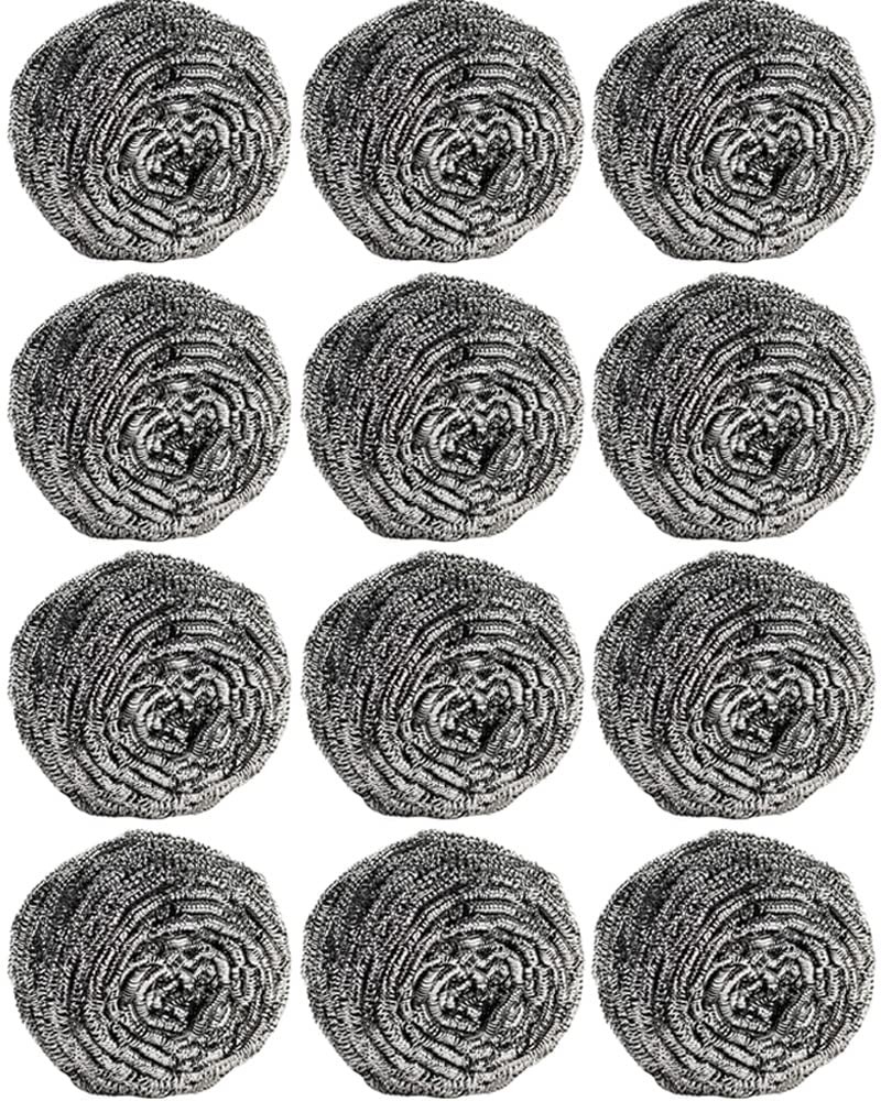 12pcs Steel Wool Scrubber Pads For Cleaning Dishes Pans Pots Ovens Grills Sinks