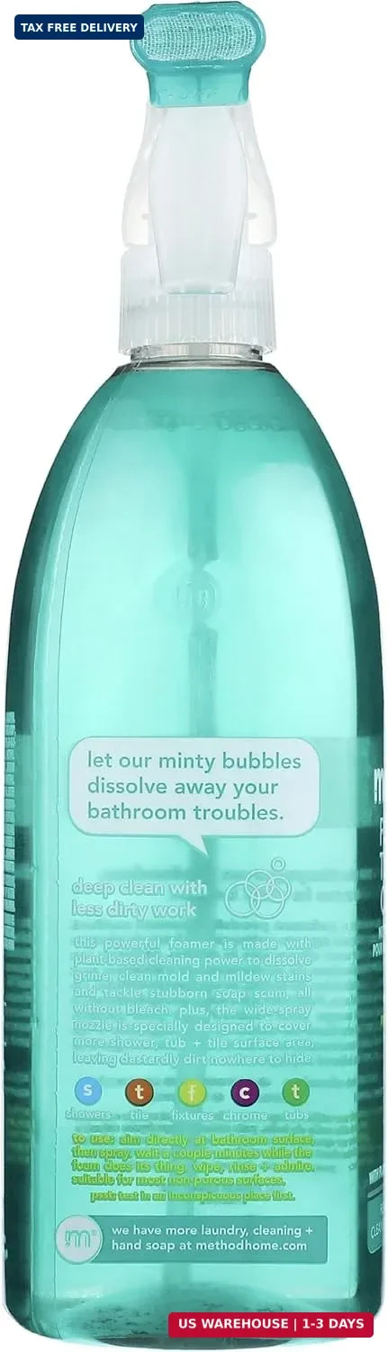 Method Foaming TUB+TILE CLEANER, Eucalyptus Mint, 28 Ounce, 1 pack, Packaging Ma