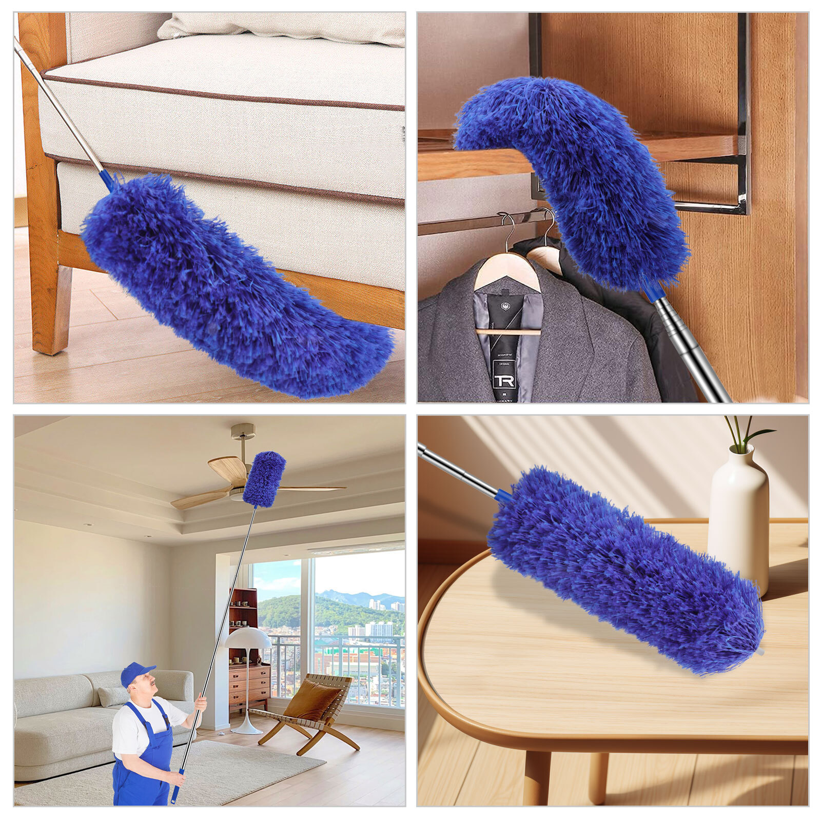 Extendable Microfiber Duster & Cobweb Dusting Brush Household Cleaning Tool Set