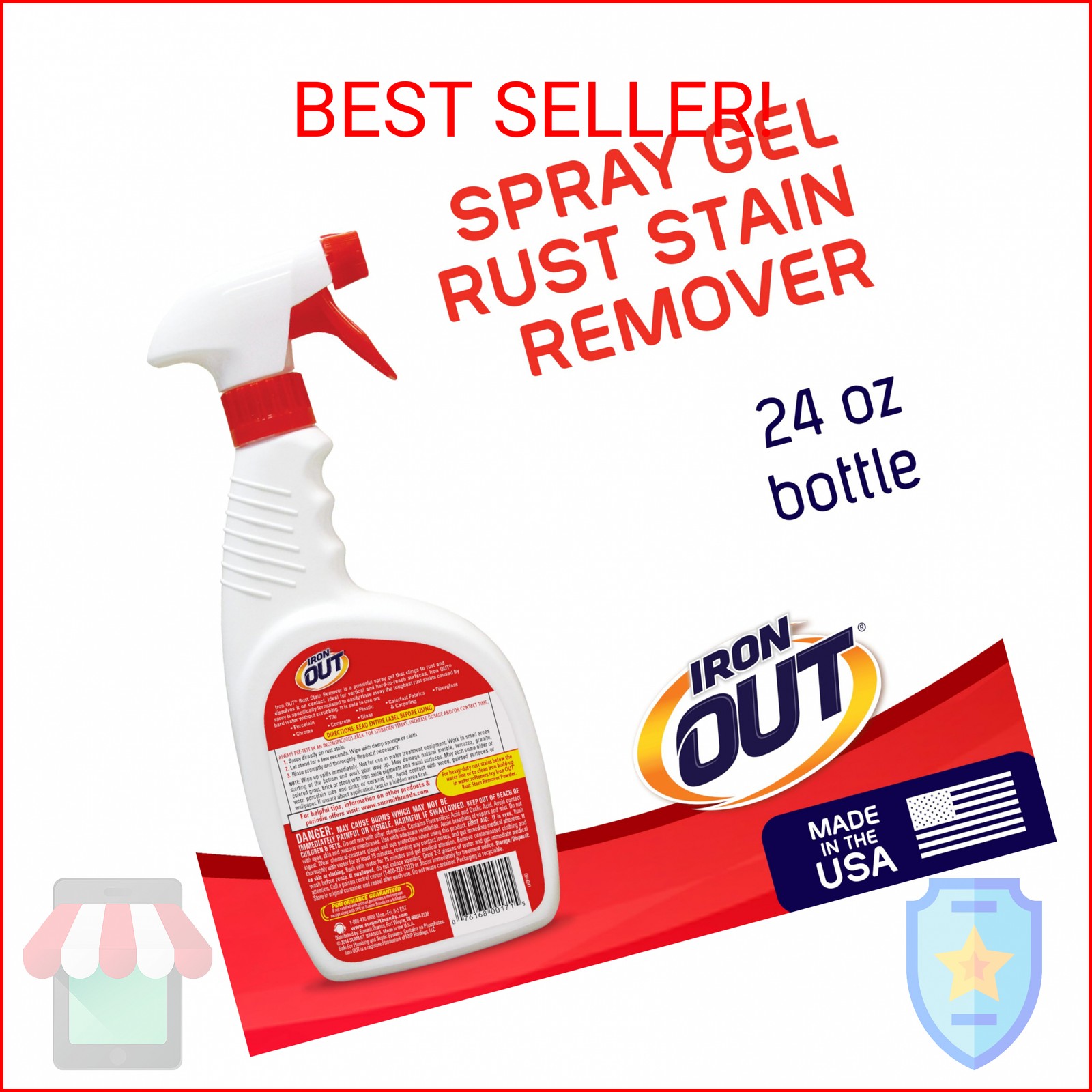 Iron OUT Rust Stain Remover Spray Gel, Remove Rust Stains in Bathrooms, Kitchens