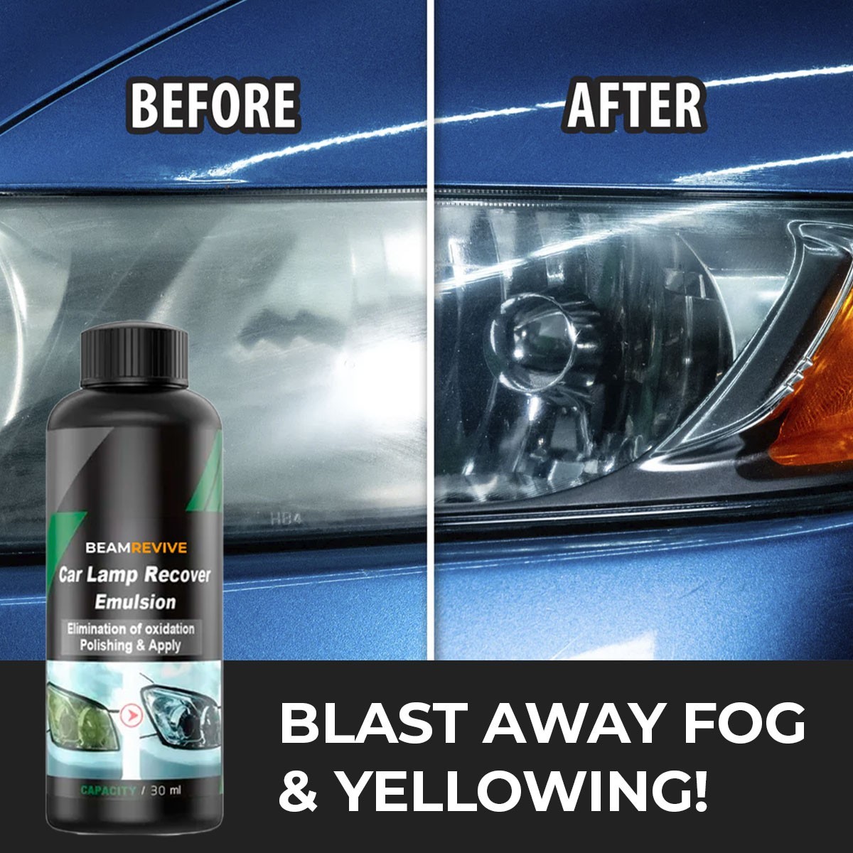 BeamRevive Car Lamp Cleaning & Polishing Solution – No-Sand Lens Care for Foggy
