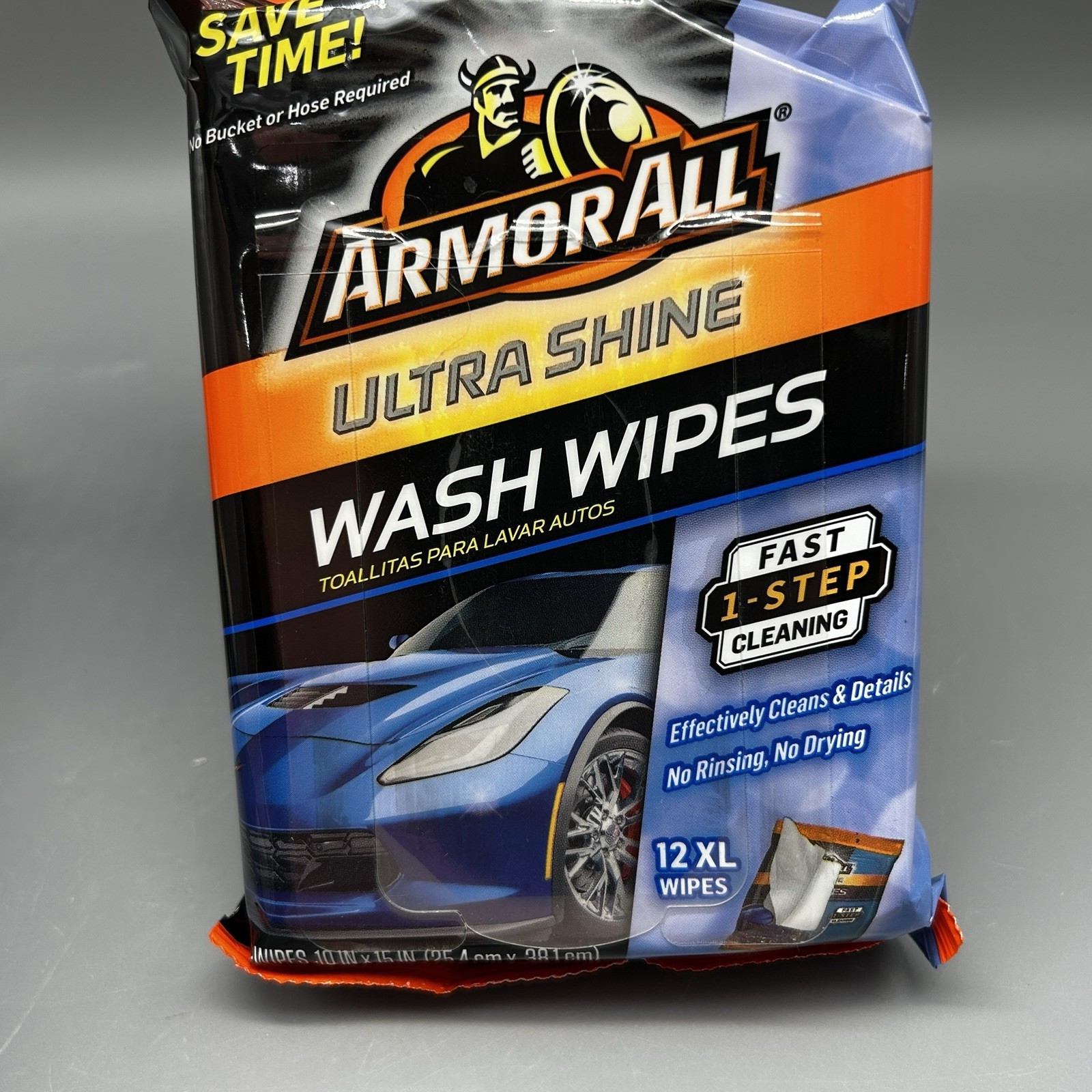 ArmorAll Ultra Shine Wash Wipes Fast 1 Step Cleaning 12 XL Wipes 10×15″
