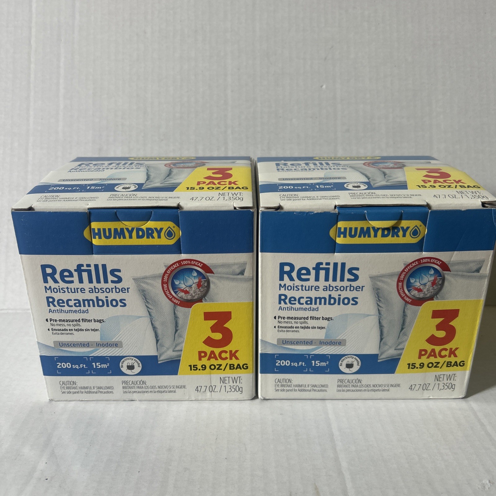 2 Boxes Of Humydry® Moisture Absorber 3 Pack Refill 15.9 oz. Unscented