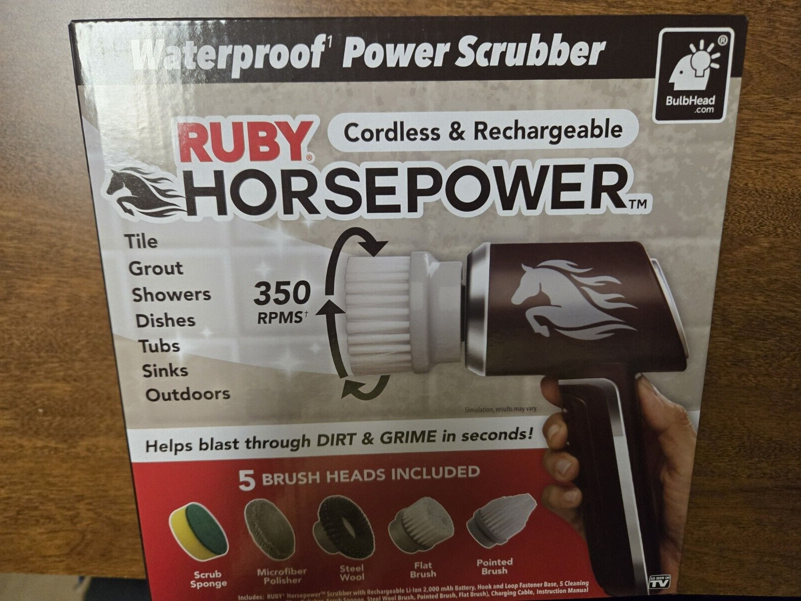Ruby Horsepower Handheld Cordless Rechargeable Spinning Power Scrubber