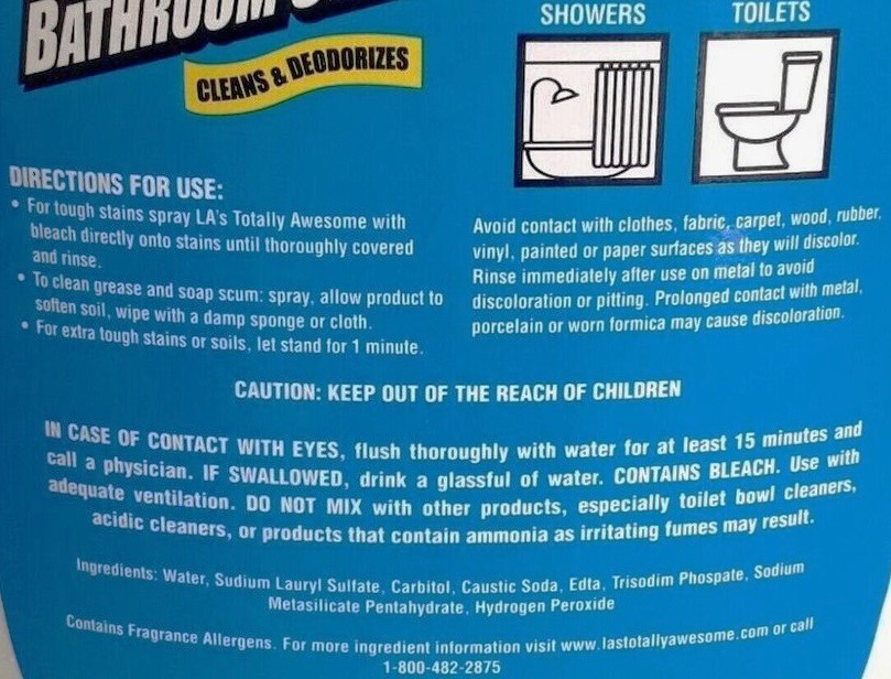 Pack of 2- LA’s Totally Awesome Foaming Bathroom Cleaner With Bleach (32 Fl Oz)