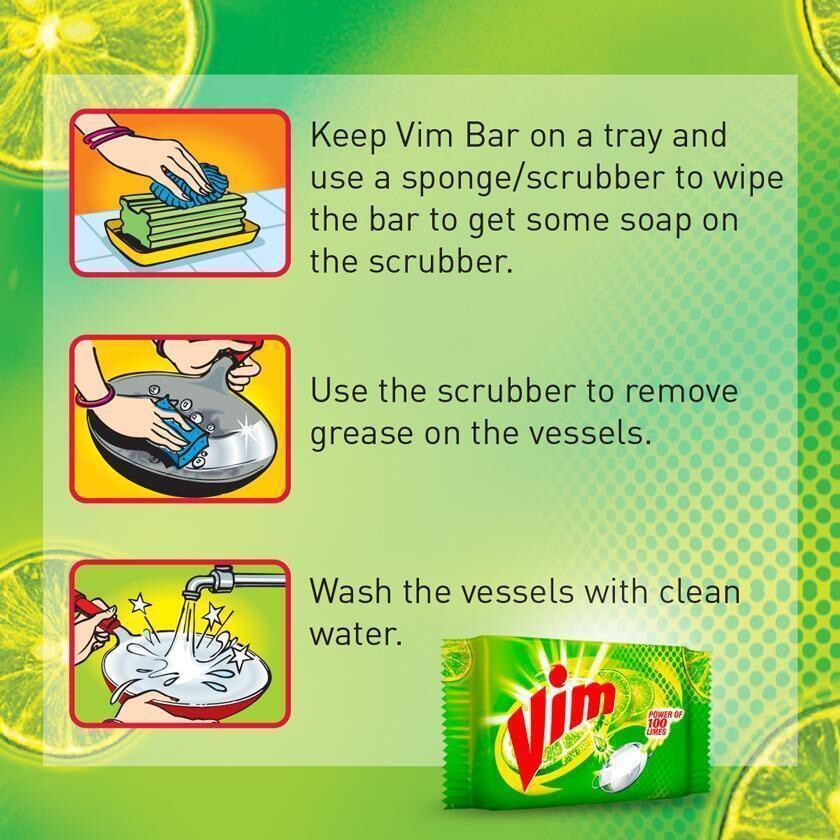 Vim Dishwash Lemon Bar Fresh Soap Kitchen Plate Full Cleaning 3 in 1