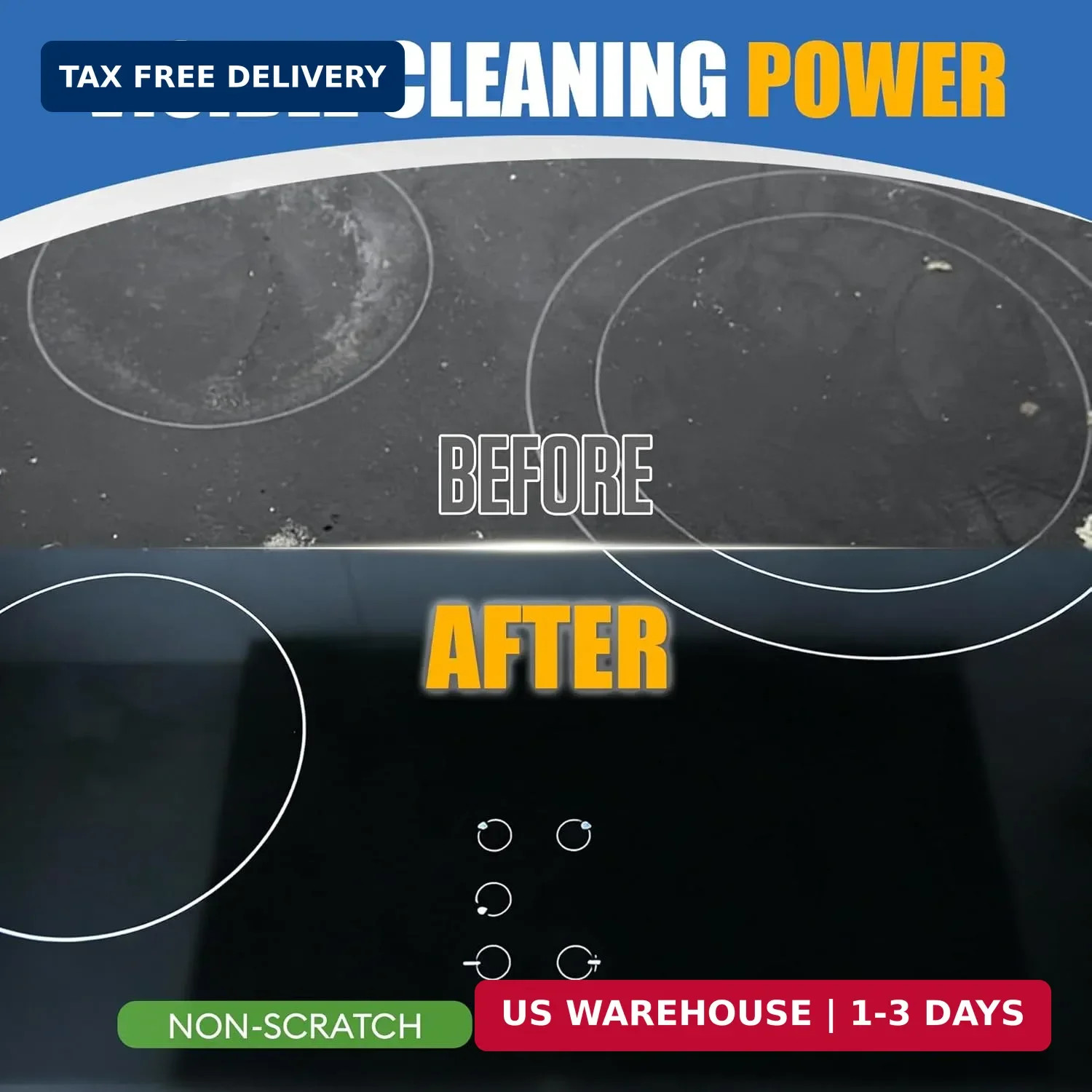 Glass Cooktop Cleaner & Polish Kit – Heavy Duty Stove Top Cleaner with Scraper &