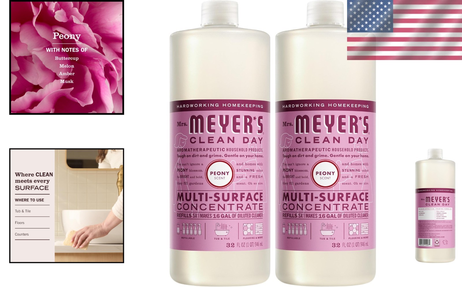 Versatile Peony Scented Multi-Surface Cleaner by Mrs. Meyer’s – 2 Pack, 32 Oz