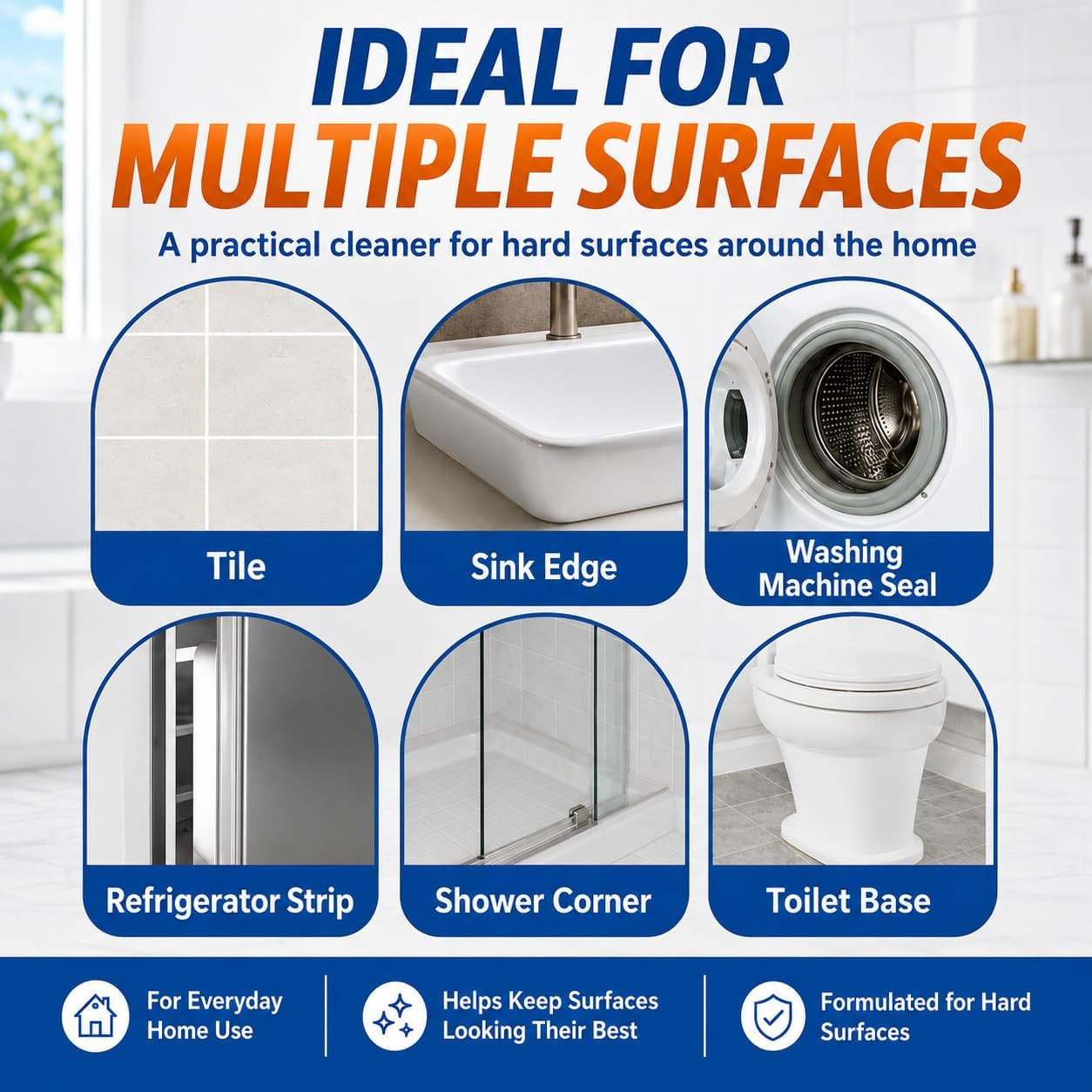 Mold Stain Cleaner, 10 Fl Oz All-Purpose Gel for Front Loader Seal, Household Cl