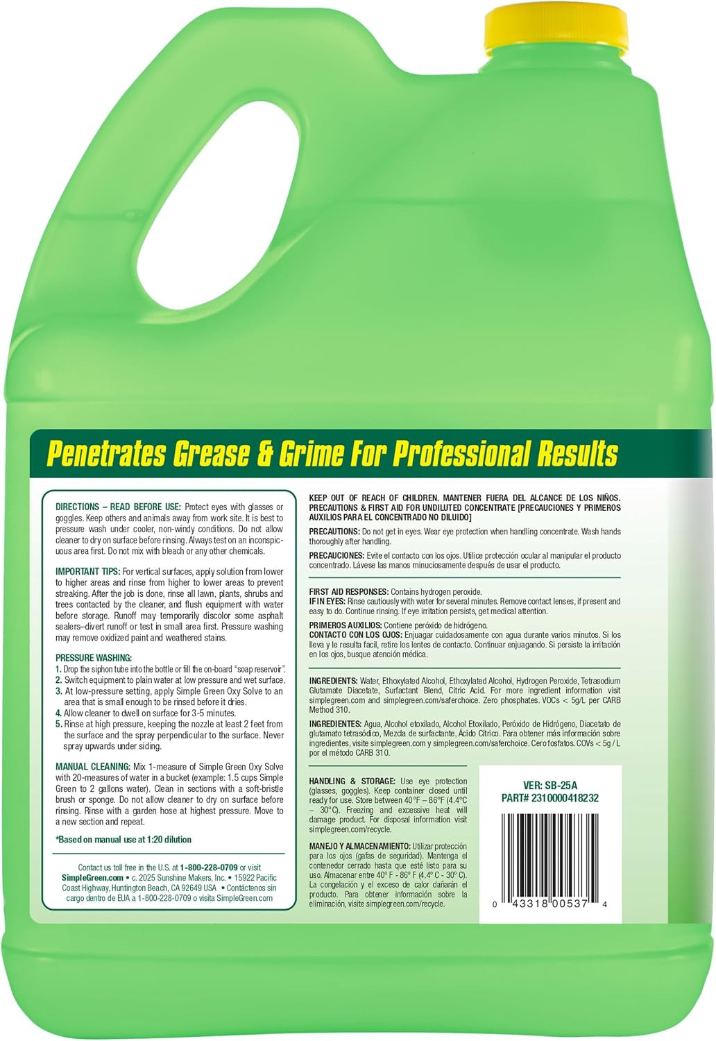 Oxy Solve House and Siding Pressure Washer Cleaner Removes Stains Mold & Mildew