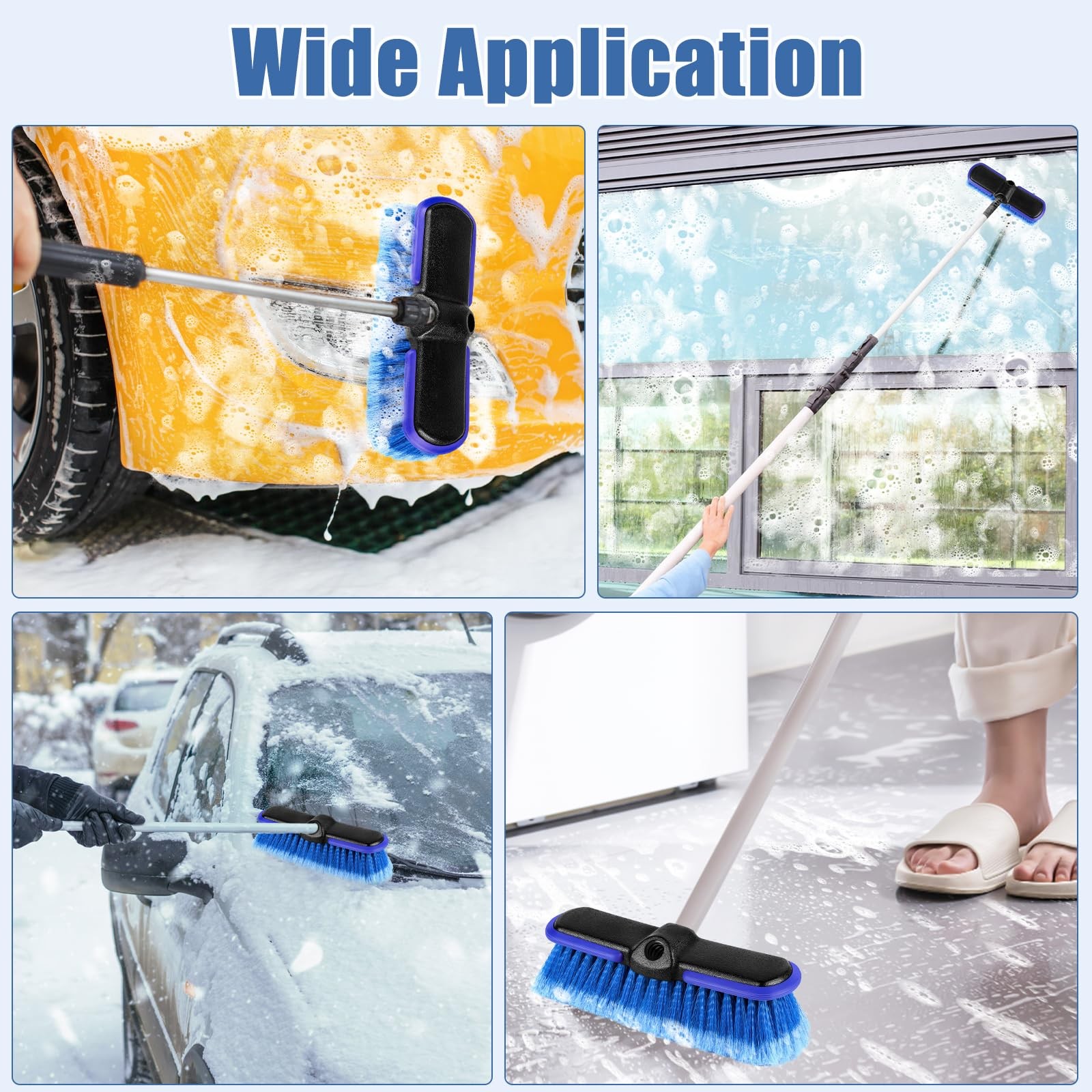 10-Inch Soft Bristle Car Wash Brush Head Set for Auto, Truck, RV, Boat Cleaning
