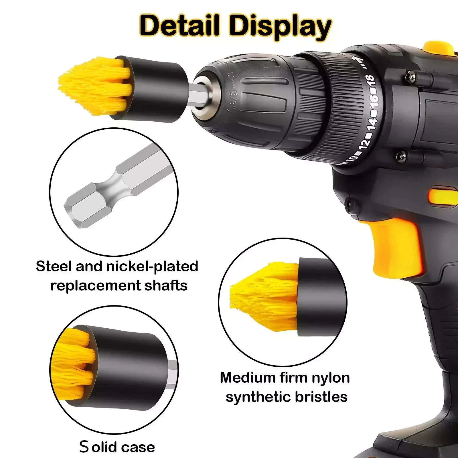Drill Brush Set Power Scrubber Drill Attachments For Carpet Tile Grout Cleaning
