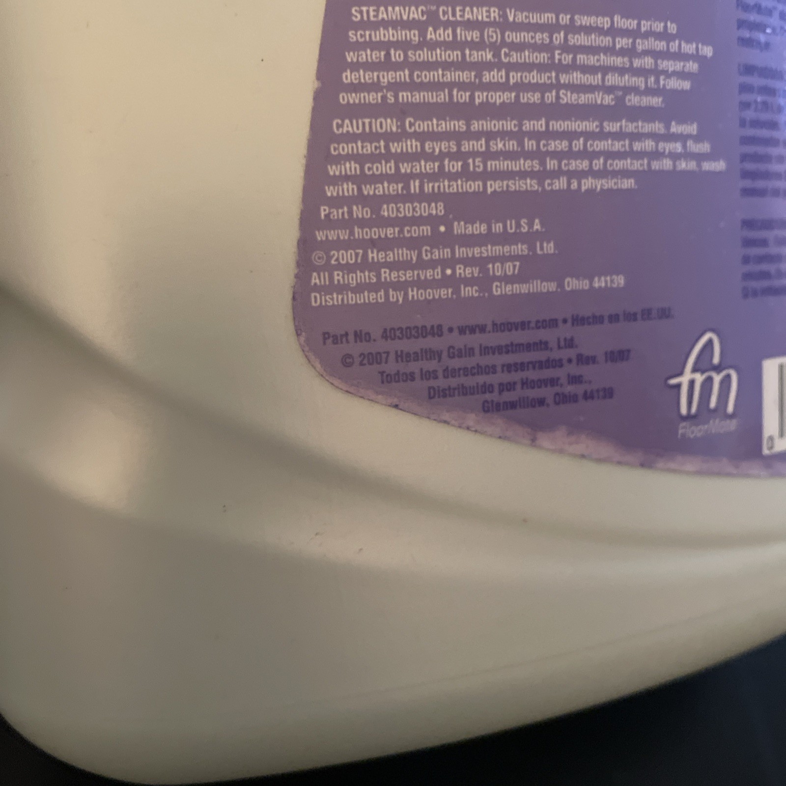 NOS Hoover 48 floz FloorMate Floor to Floor Concentrated Floor Cleaning Solution