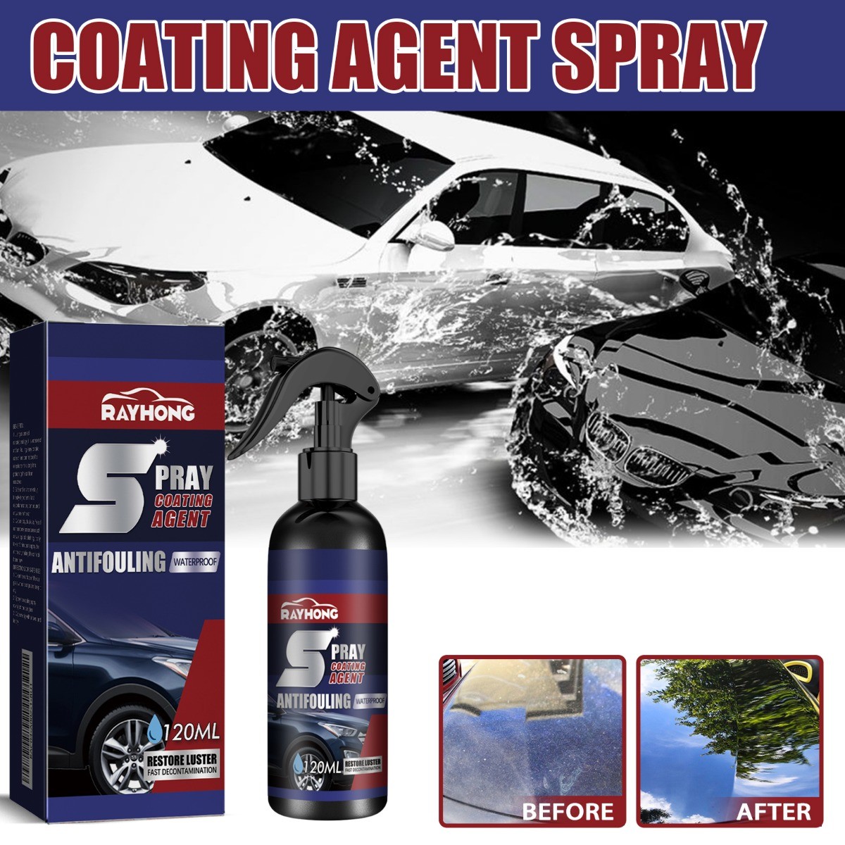 Car Glass Coating Spray Nano Hydrophobic Waterproof Restores Shine Quick Clean