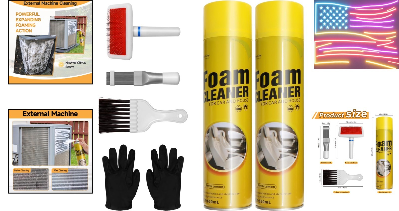 AC Coil Cleaner Kit, Include 2 for Coil Cleaner, 3-Piece Set of Air Condition…