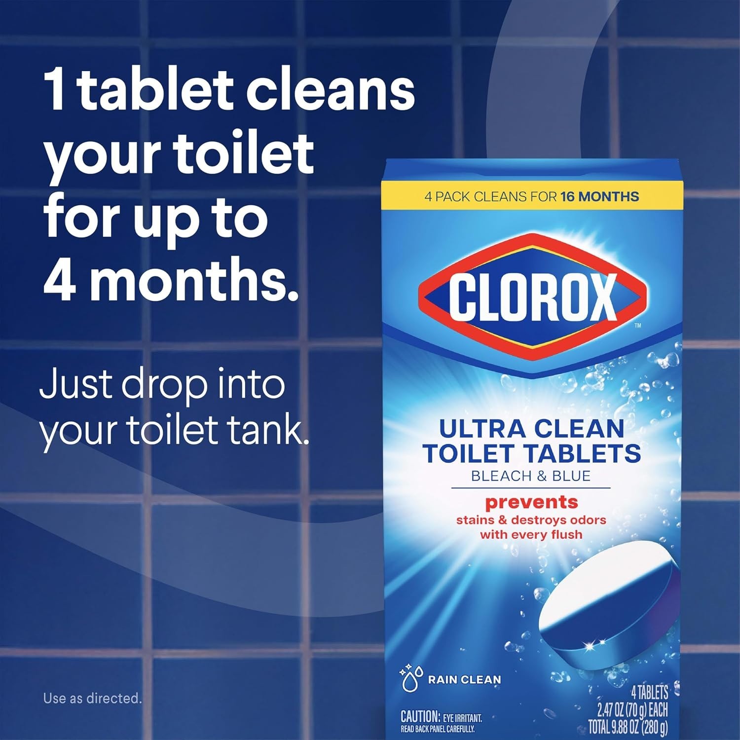 Ultra Clean Toilet Tablets: Bleach & Blue for Long-Lasting Freshness, 2 Count