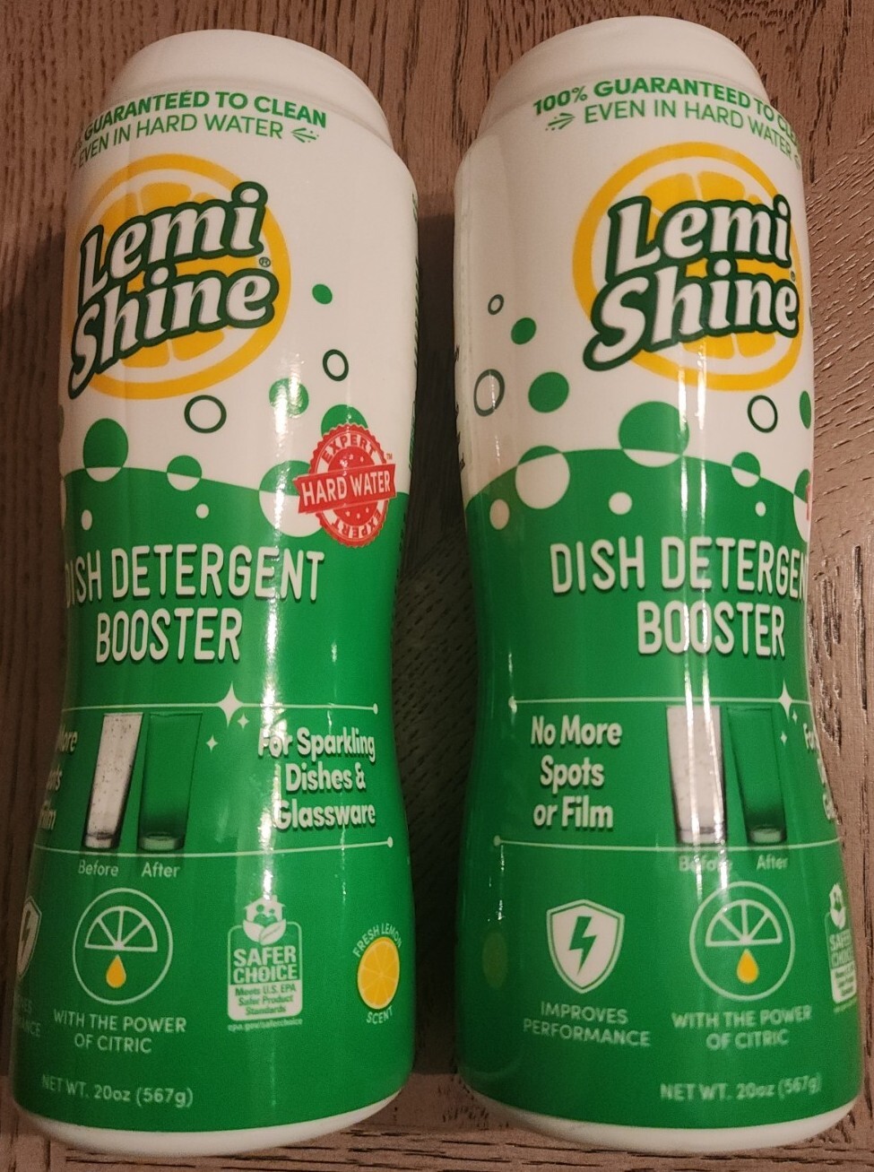 Lemi Shine Dish Detergent Booster 20oz. Lemon Fresh Scent(2 bottles)=40oz