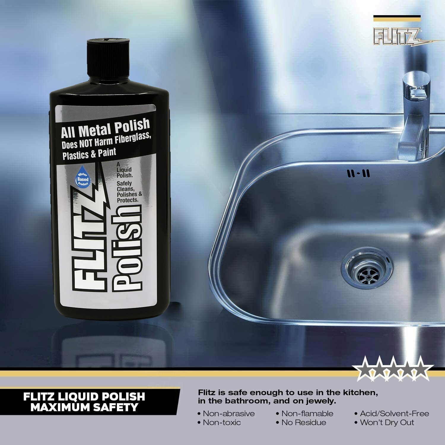 FLITZ All Metal Polish 1 Gallon/128 fl oz Liquid Formula (SEE VIDEO)