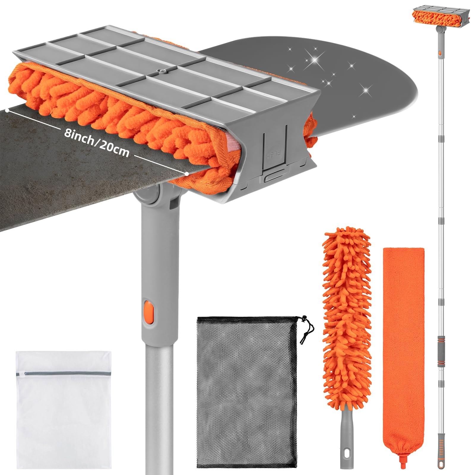 Ceiling Fan Cleaner Duster with 6ft Extension Pole – Multi-Functional Chenille K