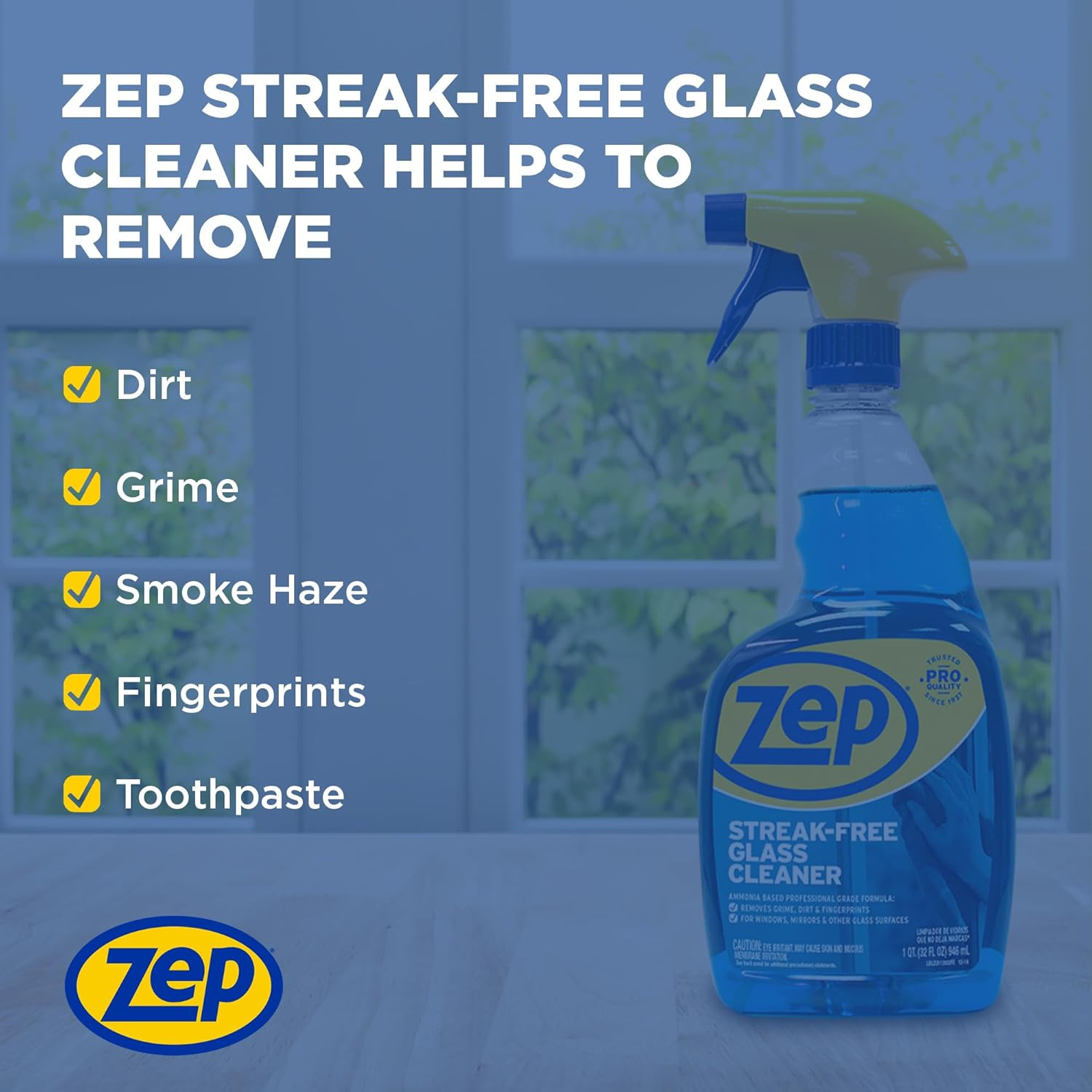 Zep Streak-Free Glass Cleaner – 32 Oz (Case of 12) ZU112032- Professional Grade