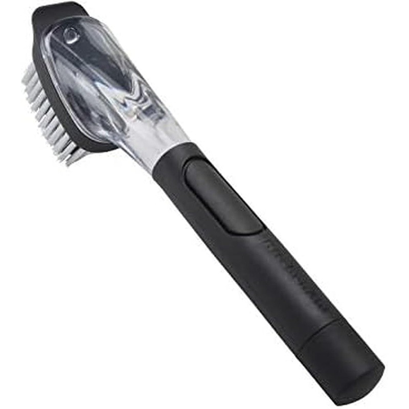 Dish Brush W/ Soap Dispenser Durable Nylon Bristles Easy Grip Kitchen Tool New